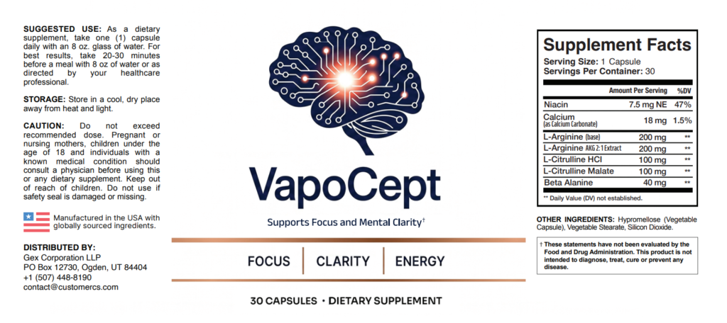 VapoCept Supplement Label